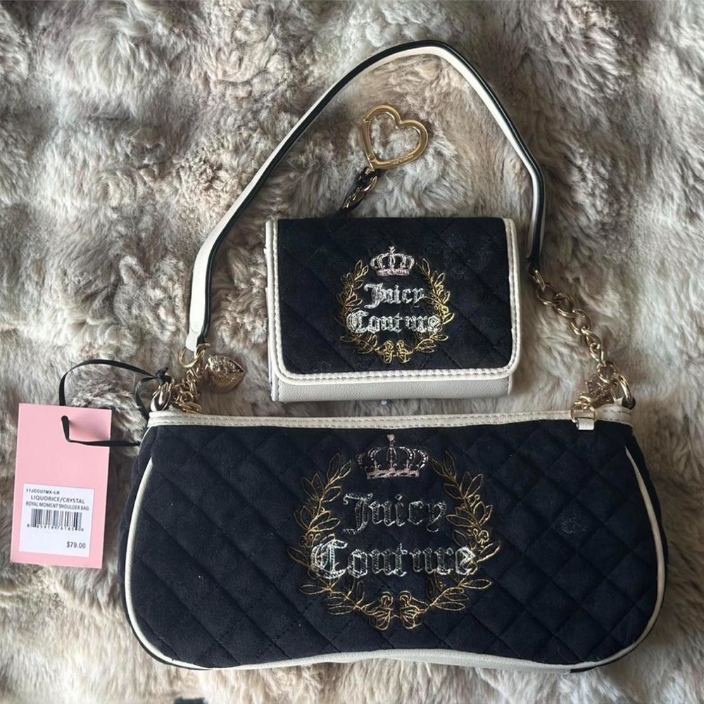 Juicy Couture Black and Gold Quilted Set
